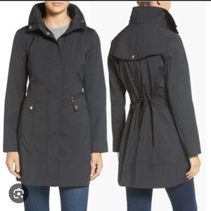 Cole Haan Signature Black Packable Rain Jacket With Hood And Pouch